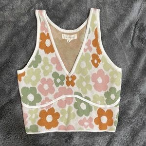 pacsun la hearts cropped flower sweater vest
